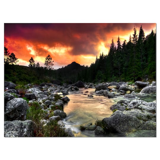 Designart - Rocky Mountain River at Sunset
